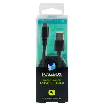 Fusebox - USB-C to USB-A Cable, Braided, 9 ft.