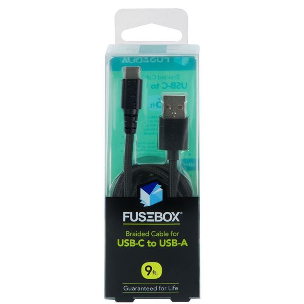 Fusebox - USB-C to USB-A Cable, Braided, 9 ft.