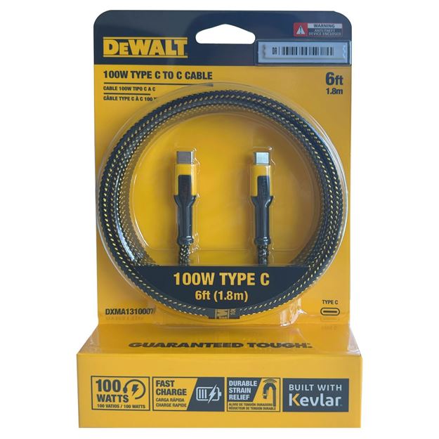 Reinforced Cable for USB-C to USB-C, 100W, 6 ft.