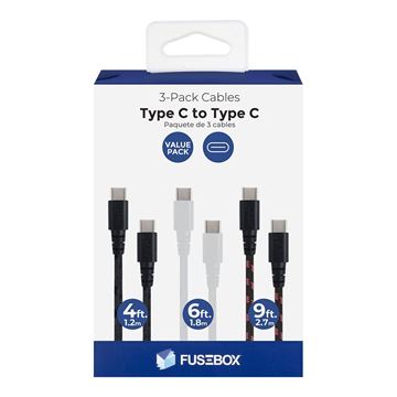 Reinforced Cable for USB-C to USB-C, 3 Pack, 4 ft., 6 ft., 9 ft.